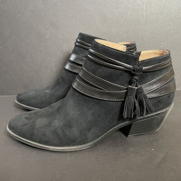 LifeStride Women's Paloma Ankle Booties Black Micro Suede Tassels Size 9.5M - Picture 3 of 7